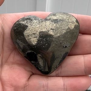 Pyrite Carved Heart Tumbled Crystal Carving Small Pocket Stone